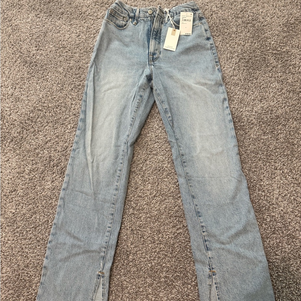 Good American Women’s Good Boy High Waist Side Slit Raw Hem